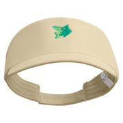 Green Fish Logo Embroidered Brushed Cotton Sun Visor - Khaki OSFM