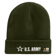 Licensed US Army Star Embroidered 12 Inch Long Knitted Beanie - Olive OSFM