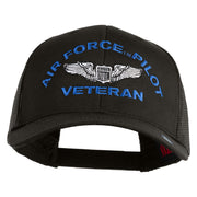 U.S. Air Force Pilot Veteran Embroidered Solid Cotton Twill Mesh Prostyle Cap - Charcoal OSFM