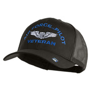 U.S. Air Force Pilot Veteran Embroidered Solid Cotton Twill Mesh Prostyle Cap - Charcoal OSFM