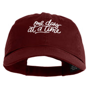 One Day At A Time Embroidered Cotton Twill Cap - Wine OSFM