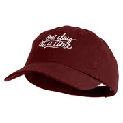 One Day At A Time Embroidered Cotton Twill Cap - Wine OSFM
