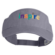 Inspire Wordmark Embroidered Cotton Twill Visor - Grey OSFM