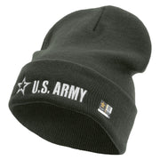 Licensed US Army Star Embroidered 12 Inch Long Knitted Beanie - Dk-Grey OSFM