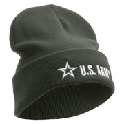 Licensed US Army Star Embroidered 12 Inch Long Knitted Beanie - Dk-Grey OSFM