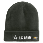 Licensed US Army Star Embroidered 12 Inch Long Knitted Beanie - Dk-Grey OSFM
