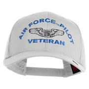 U.S. Air Force Pilot Veteran Embroidered Solid Cotton Twill Mesh Prostyle Cap - White OSFM