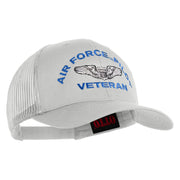 U.S. Air Force Pilot Veteran Embroidered Solid Cotton Twill Mesh Prostyle Cap - White OSFM
