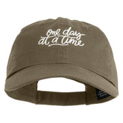 One Day At A Time Embroidered Cotton Twill Cap - Olive OSFM