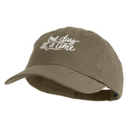 One Day At A Time Embroidered Cotton Twill Cap - Olive OSFM