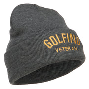 Golfing Veteran Embroidered Long Beanie