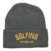 Golfing Veteran Embroidered Long Beanie