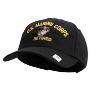US Marine Corps Retired Design Embroidered 6 Panel Unstructured Cotton Twill Cap Made in USA - Black OSFM