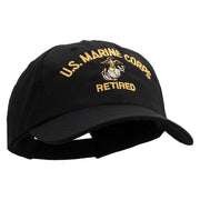 US Marine Corps Retired Design Embroidered 6 Panel Unstructured Cotton Twill Cap Made in USA - Black OSFM