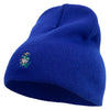 Switzerland Edelweiss Flower Embroidered 8 Inch Short Beanie - Royal OSFM