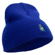 Switzerland Edelweiss Flower Embroidered 8 Inch Short Beanie - Royal OSFM