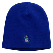 Switzerland Edelweiss Flower Embroidered 8 Inch Short Beanie - Royal OSFM