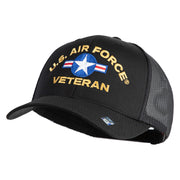 U.S. Air Force Roundel Veteran Embroidered Solid Cotton Twill Mesh Prostyle Cap - Black OSFM