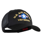 U.S. Air Force Roundel Veteran Embroidered Solid Cotton Twill Mesh Prostyle Cap - Black OSFM