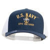 Licensed US Navy USN CPO Retired Embroidered Flexfit 2 Tone Mesh Cap - Navy-White OSFM