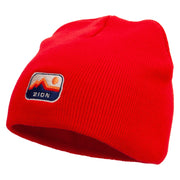 Zion Embroidered 8 Inch Short Beanie - Red OSFM