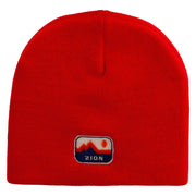 Zion Embroidered 8 Inch Short Beanie - Red OSFM