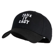 Take It Easy Phrase Embroidered Cotton Twill Low Profile Cap - Black OSFM