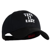Take It Easy Phrase Embroidered Cotton Twill Low Profile Cap - Black OSFM