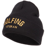 Golfing Veteran Embroidered Long Beanie