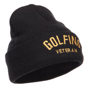 Golfing Veteran Embroidered Long Beanie