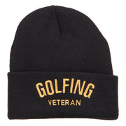 Golfing Veteran Embroidered Long Beanie