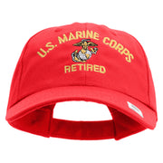 US Marine Corps Retired Design Embroidered 6 Panel Unstructured Cotton Twill Cap Made in USA - Red OSFM