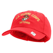 US Marine Corps Retired Design Embroidered 6 Panel Unstructured Cotton Twill Cap Made in USA - Red OSFM