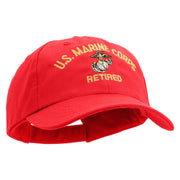 US Marine Corps Retired Design Embroidered 6 Panel Unstructured Cotton Twill Cap Made in USA - Red OSFM