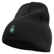 Switzerland Edelweiss Flower Embroidered 8 Inch Short Beanie - Black OSFM