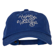 Glitter Happy Holiday Embroidered Unstructured Washed Cap