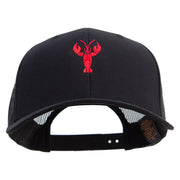 Red Crayfish Embroidered Retro Trucker Cap - Black OSFM