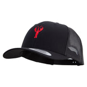 Red Crayfish Embroidered Retro Trucker Cap - Black OSFM