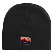 Zion Embroidered 8 Inch Short Beanie - Black OSFM