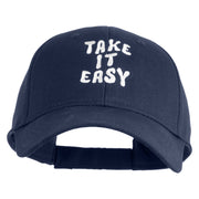 Take It Easy Phrase Embroidered Cotton Twill Low Profile Cap - Navy OSFM