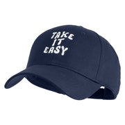 Take It Easy Phrase Embroidered Cotton Twill Low Profile Cap - Navy OSFM