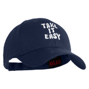Take It Easy Phrase Embroidered Cotton Twill Low Profile Cap - Navy OSFM