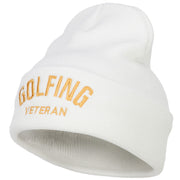 Golfing Veteran Embroidered Long Beanie