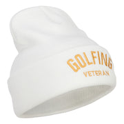 Golfing Veteran Embroidered Long Beanie