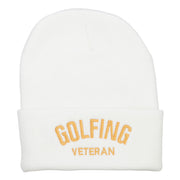 Golfing Veteran Embroidered Long Beanie