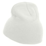 Switzerland Edelweiss Flower Embroidered 8 Inch Short Beanie - White OSFM