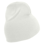 Switzerland Edelweiss Flower Embroidered 8 Inch Short Beanie - White OSFM