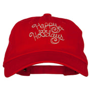 Glitter Happy Holiday Embroidered Unstructured Washed Cap