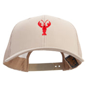 Red Crayfish Embroidered Retro Trucker Cap - Khaki OSFM