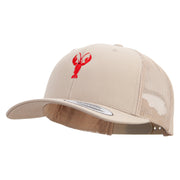 Red Crayfish Embroidered Retro Trucker Cap - Khaki OSFM